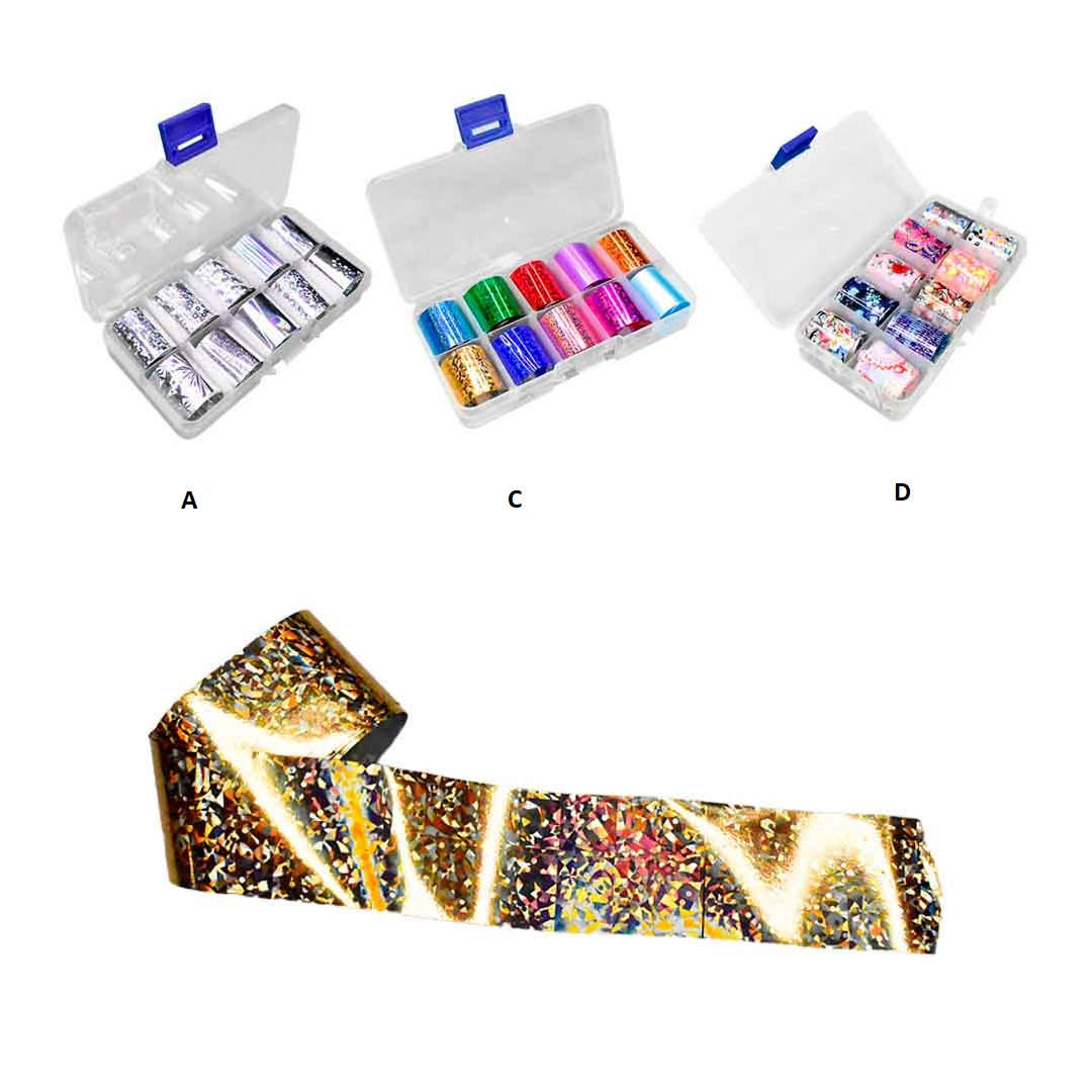 Caja de listones decoradores de uñas