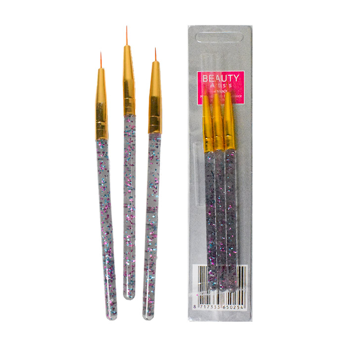 Kit de pinceles de 3 unidades con acabado glitter