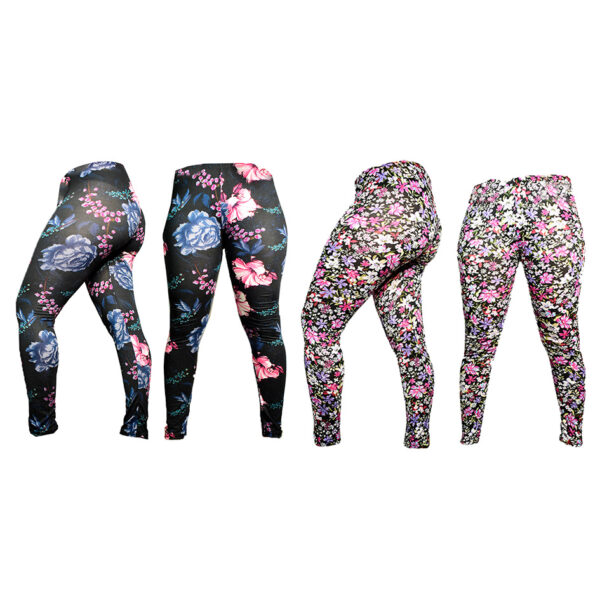 Leggins estampados diseño flores coloridas en colores surtidos