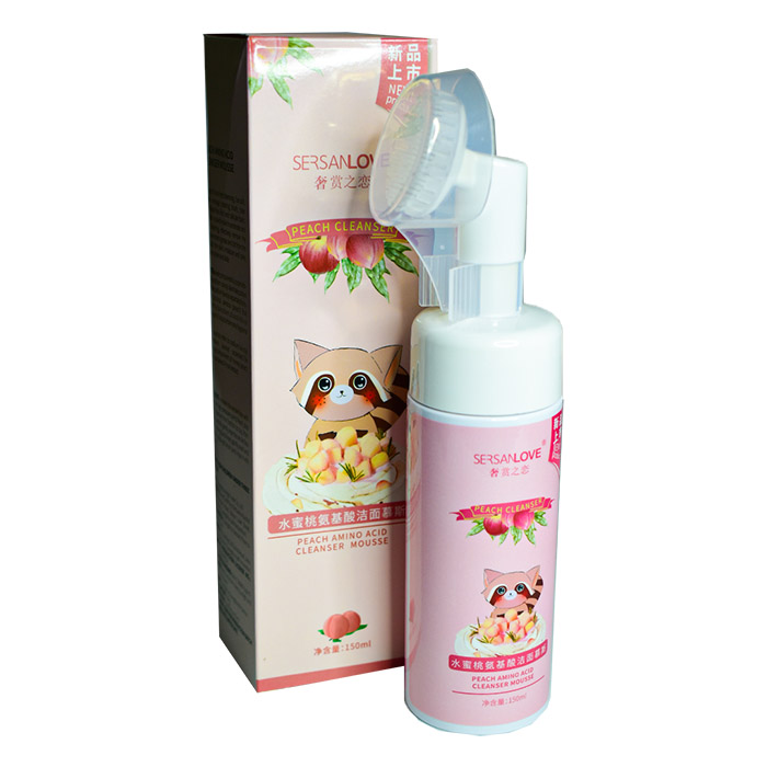 Espuma limpiadora caja rosa durazno presentación de mapache