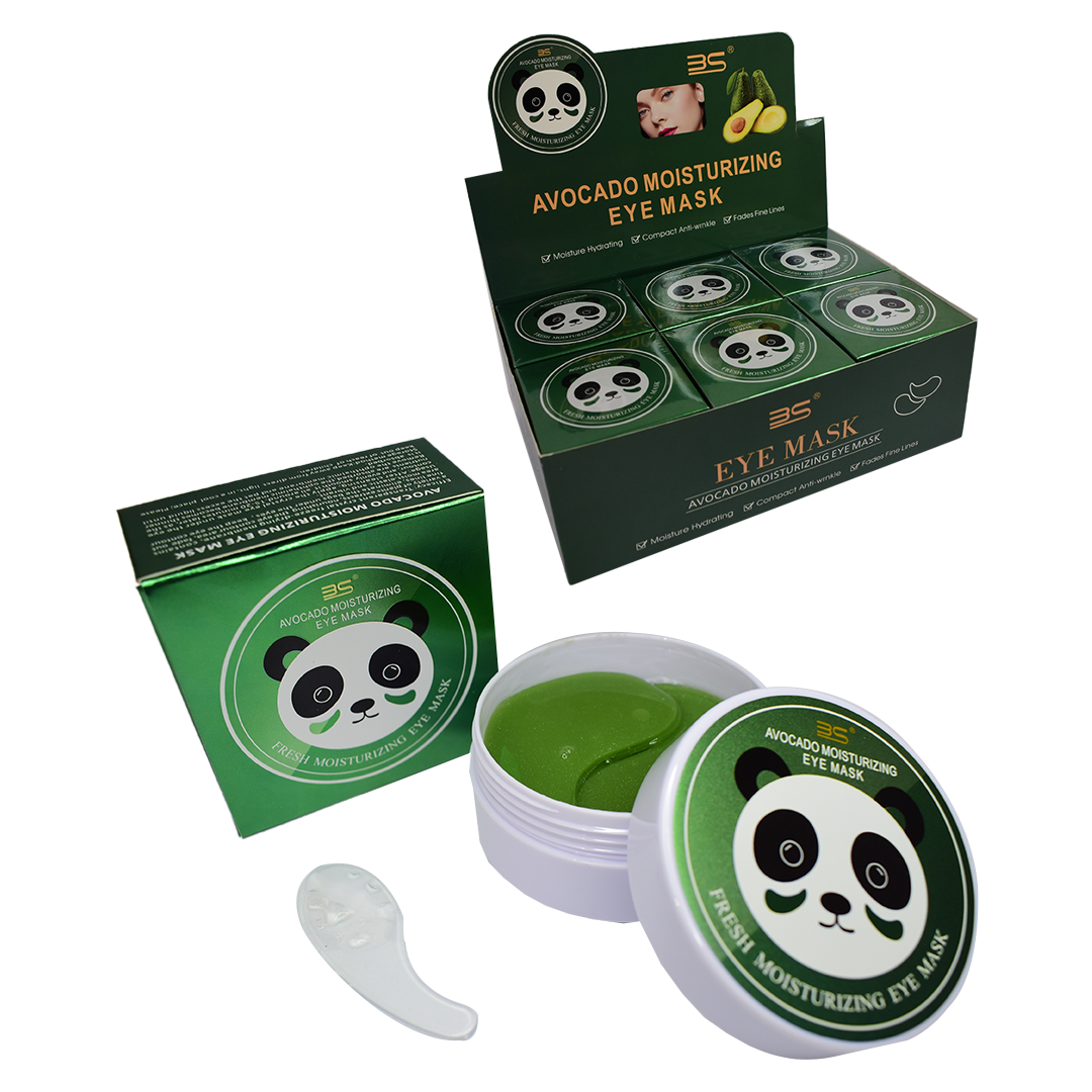 Parches en tarro para ojeras presentacion de panda aguacate