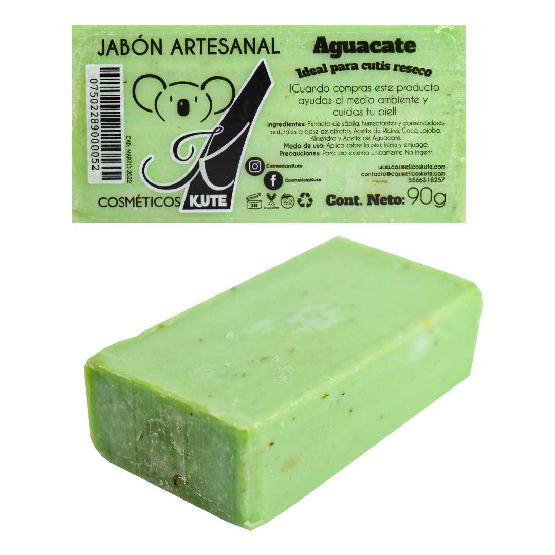 Jabón artesanal cosméticos kute de aguacate 90g
