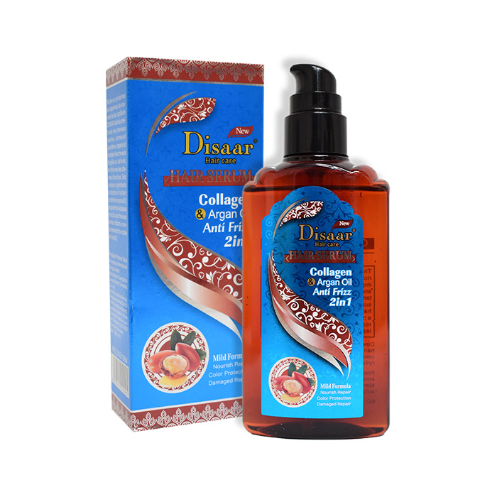 Aceite para cabello anti-frizz disaar colageno y argan azul