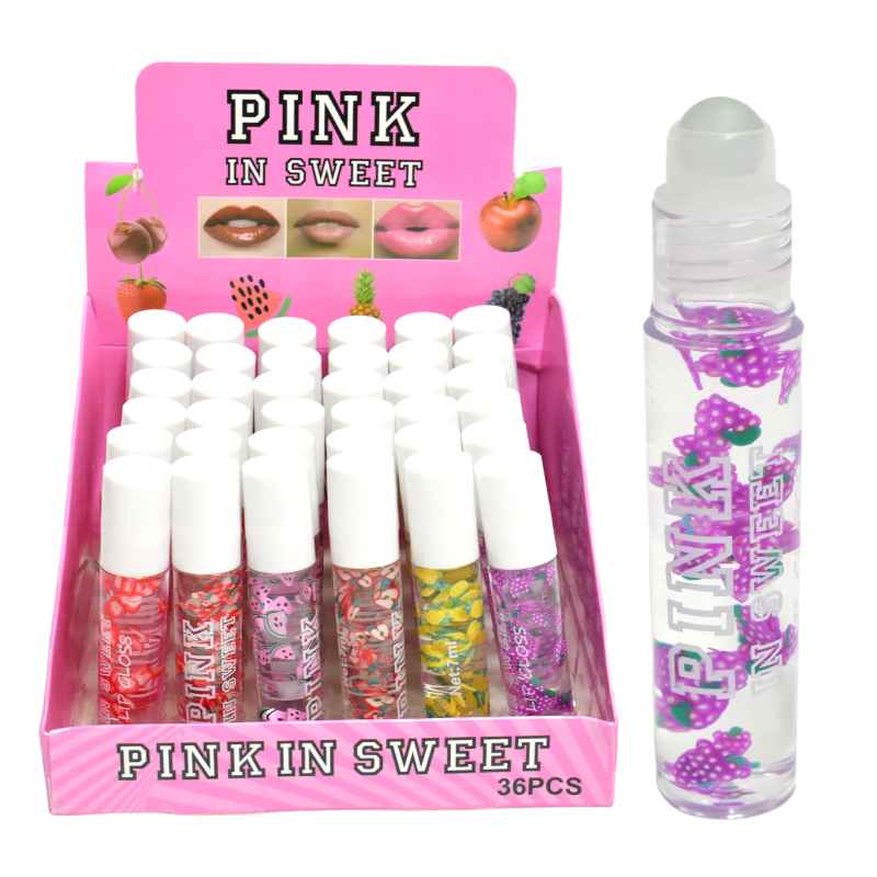 Brillos para labios pink in sweet con diseño de frutas 3d