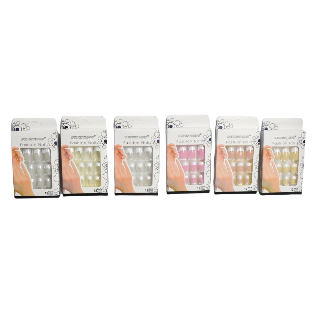 Kit de uñas transparentes diseño francés Dudustrong Fashion 12u