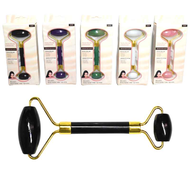 Rodillo masajeador doble de jade de colores caja blanca