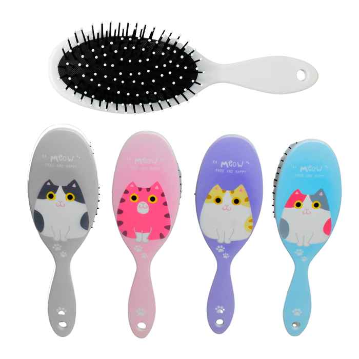 Cepillo ovalado para cabello con diseños de gatos