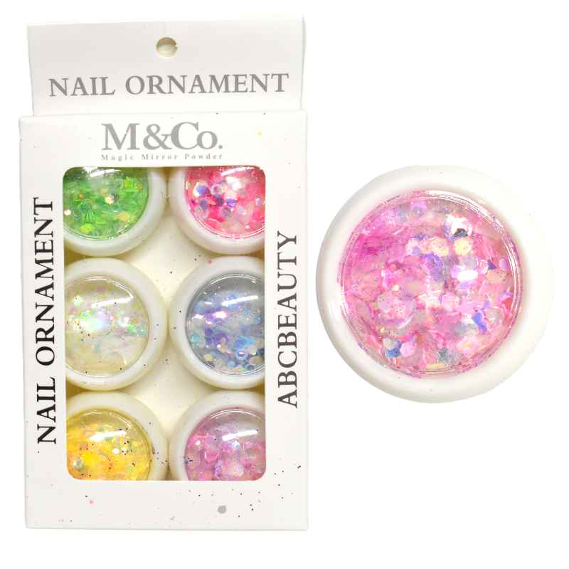 Decoración uñas colores neon m y co 6u caja blanca