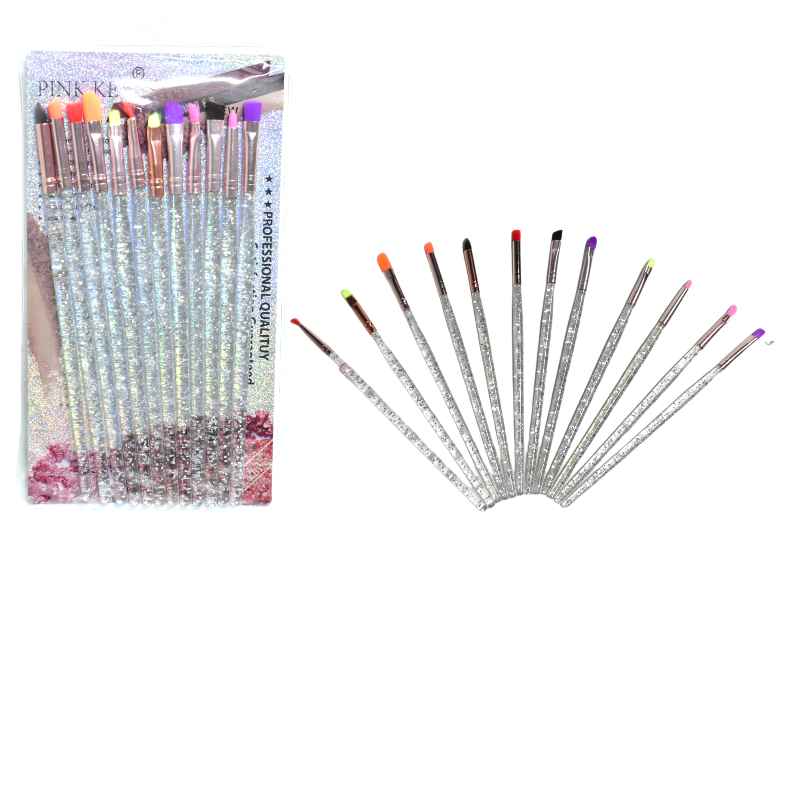 Kit de brochas diseño glitter plateado 12u