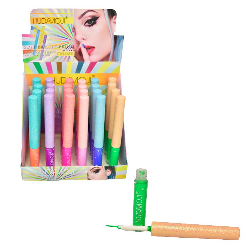 Delineadores neón Hudamoji con tapa de glitter