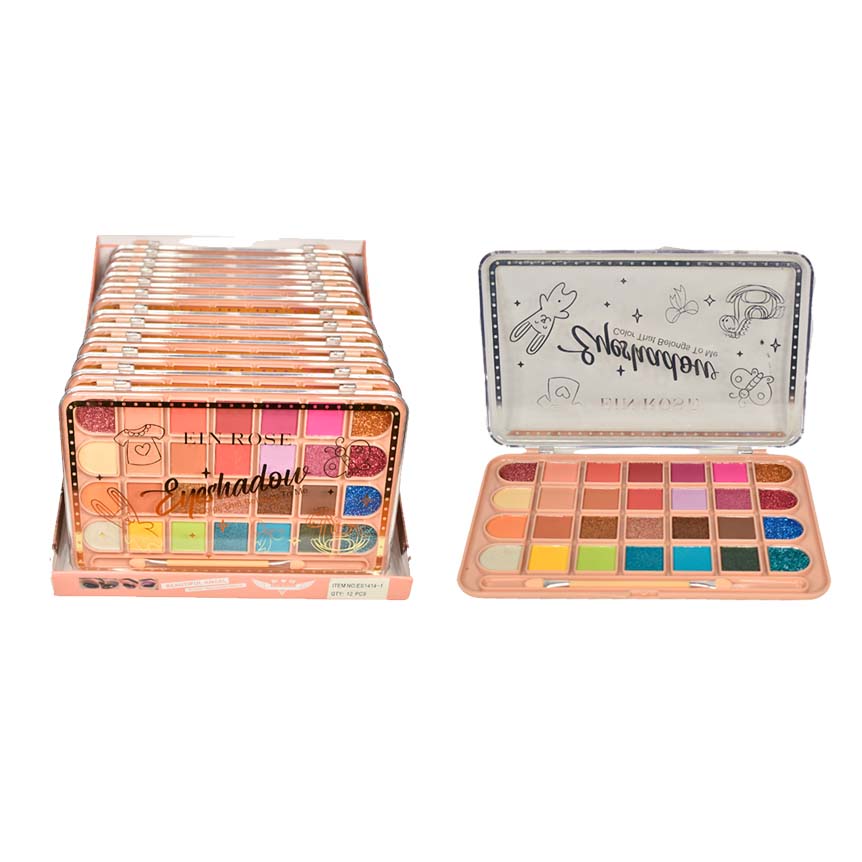 Paleta de sombras Ein Rose de 28c estuche transparente con rosado