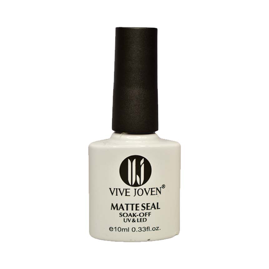 Esmalte Matte Seal top coat Vive Joven envase blanco 10ml