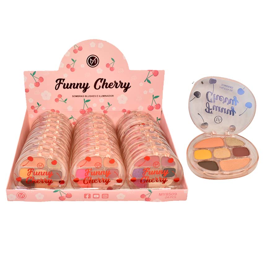 Mini paleta de sombra, rubor e iluminador Funny Cherry 7c