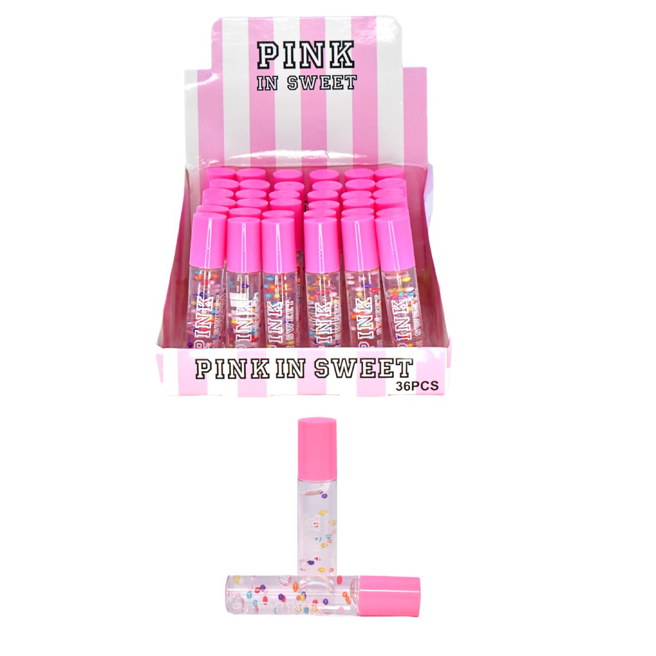 Brillo roll on con bolitas de colores para labios Pink in Sweet