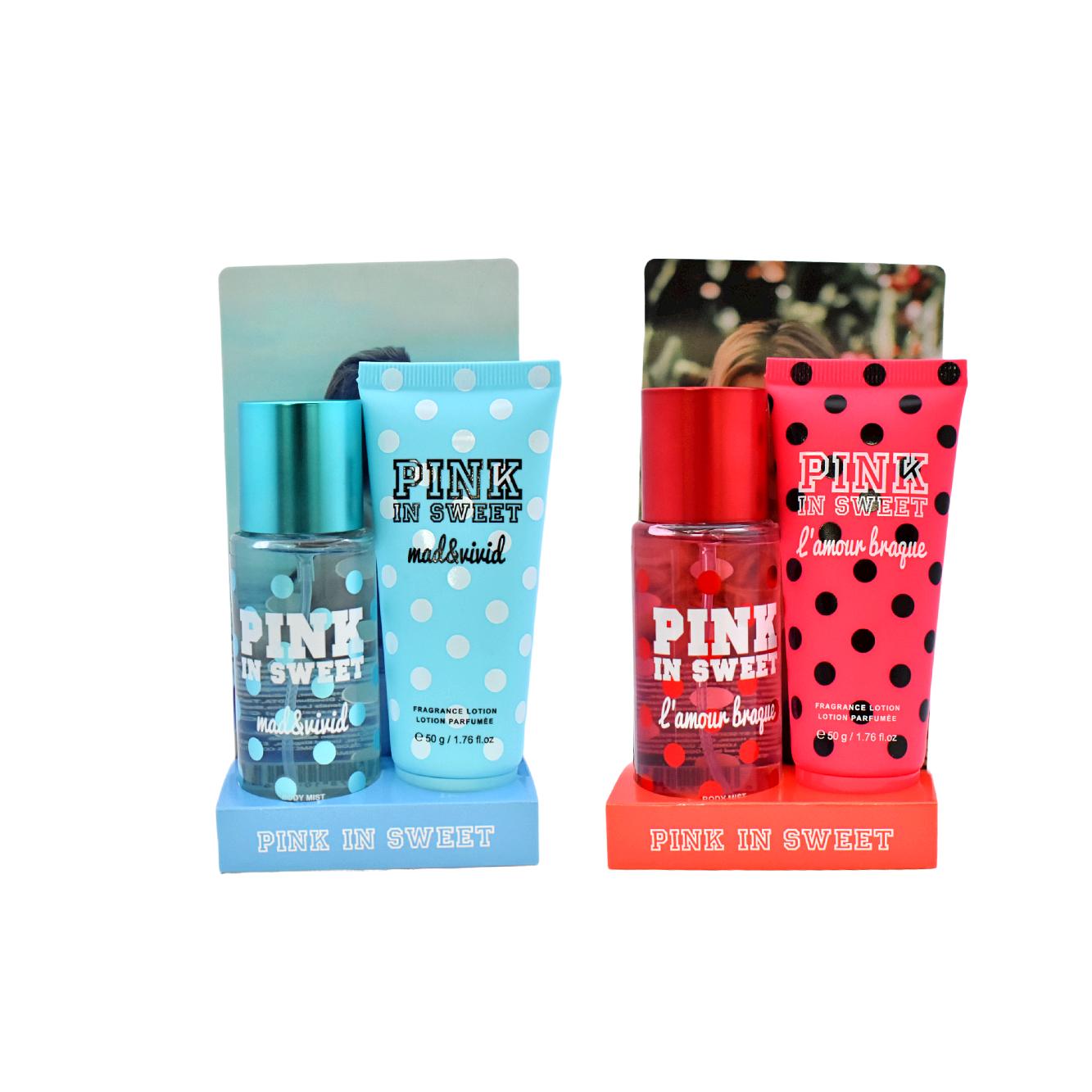 Kit de crema y splash caja transparente con moño Pink in Sweet - Imagen 2