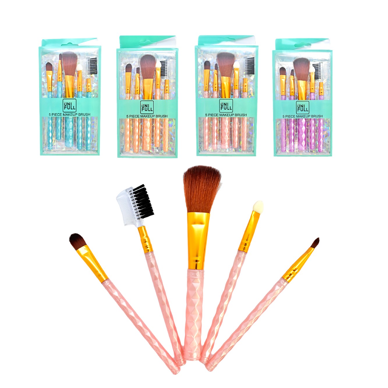 Set de brochas de 5pcs con mango diamantado Uni full