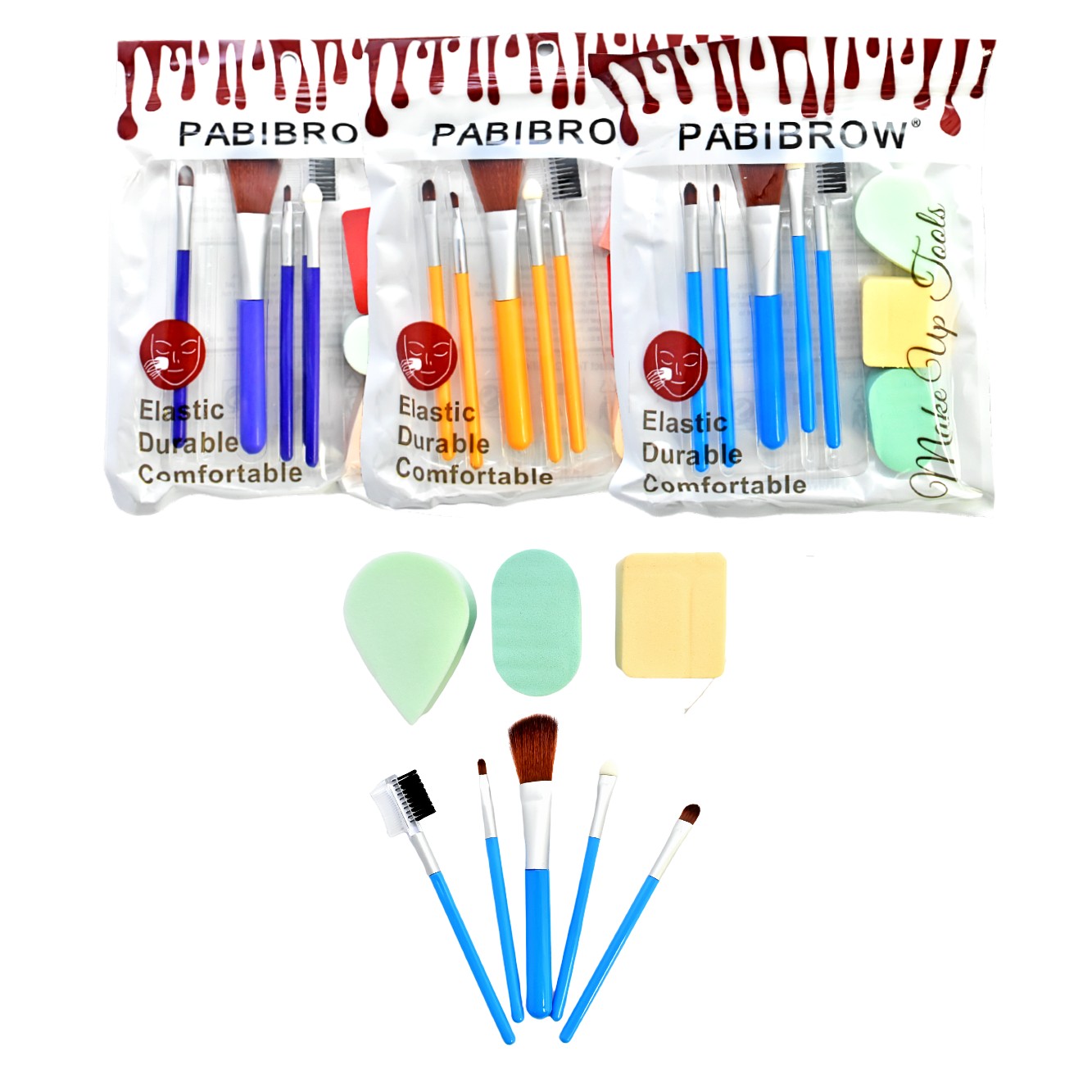 Set de 5 brochas  y 3 esponjas Pabibrow