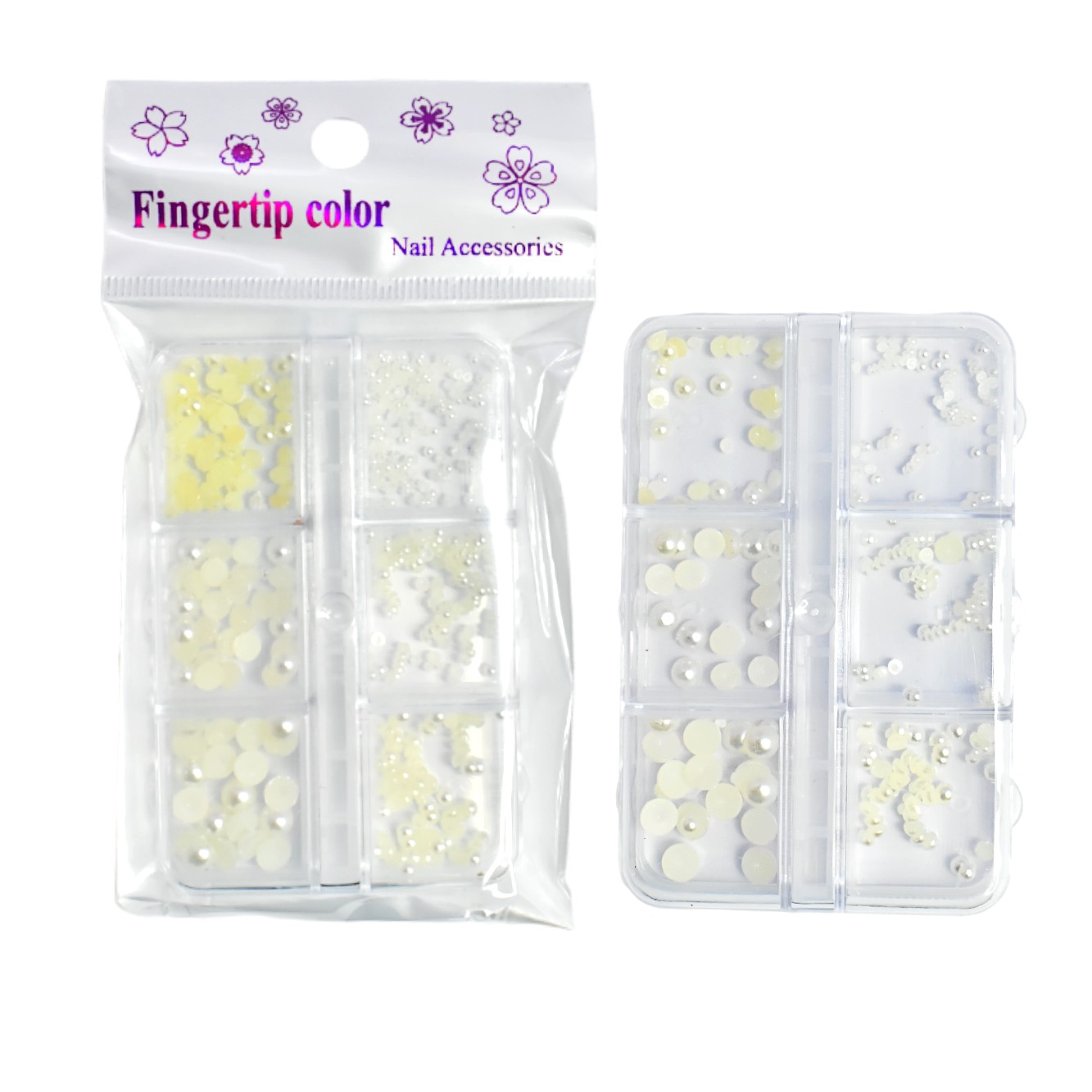 Perlas decoradoras para uñas Fingertip 6 divisiones