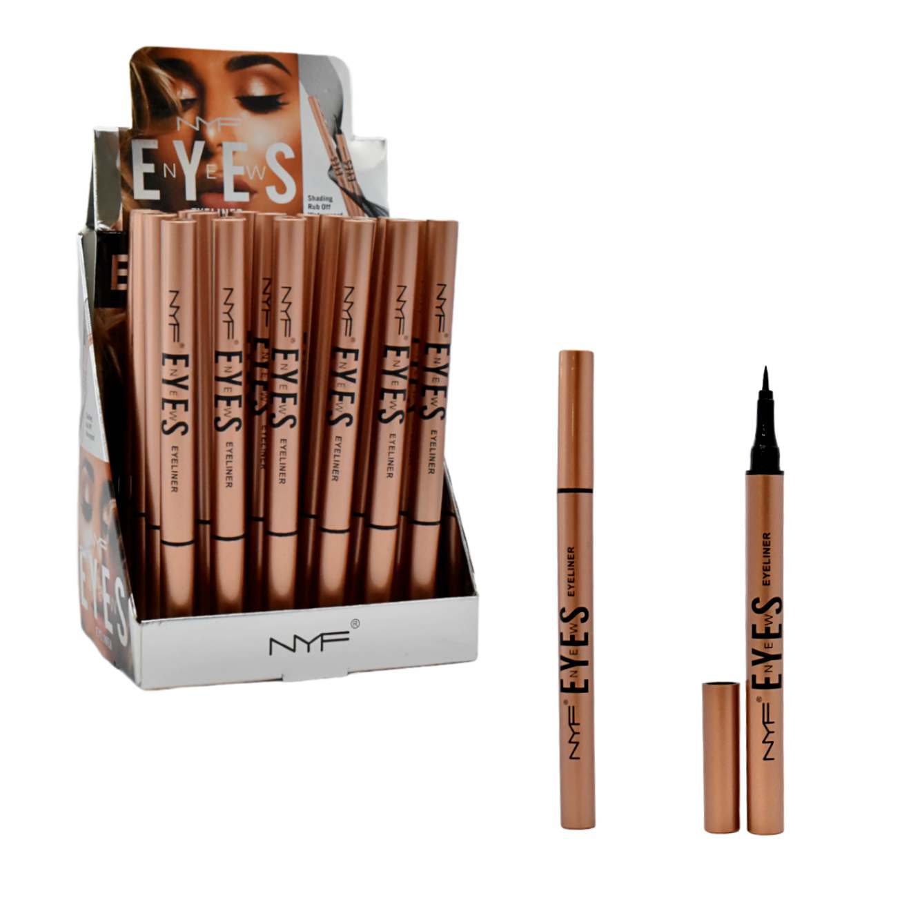 Delineador de ojos NYF New Eyes presentación caja plateada