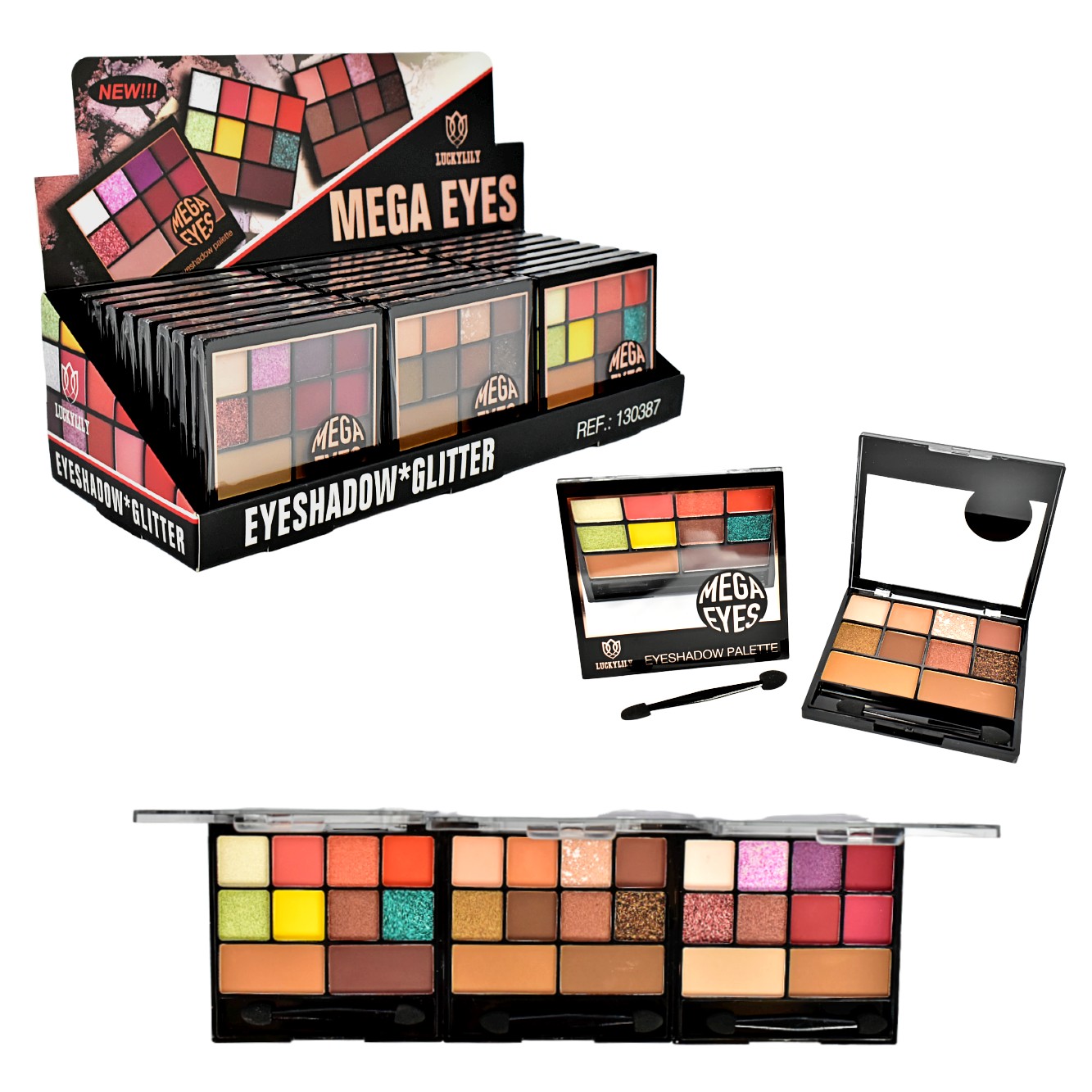 Sombra para ojos New Mega Eyes Glitter Lucky Lily 10 colores