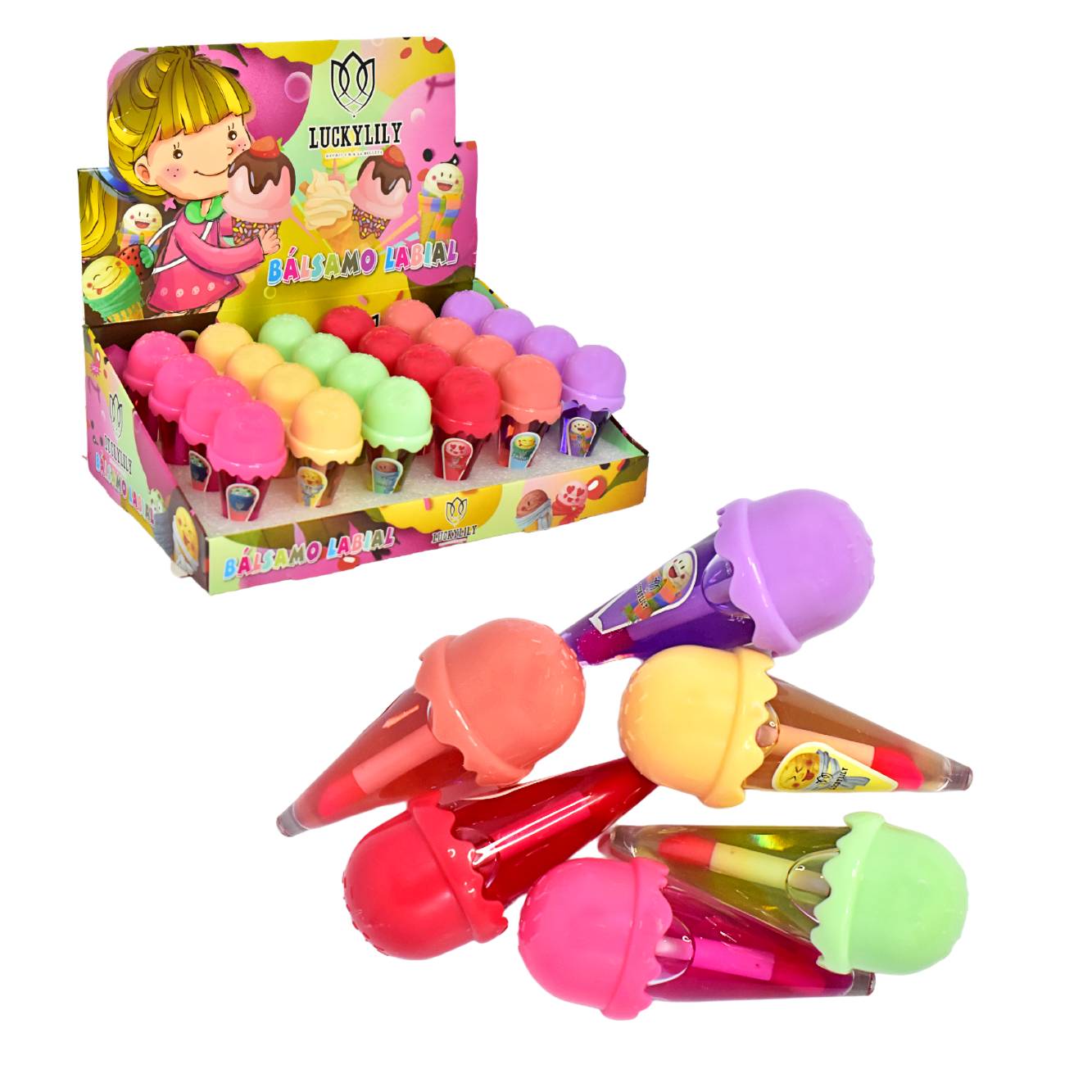 Brillo mágico labial en presentación de helado en bola lisa Lucky Lily