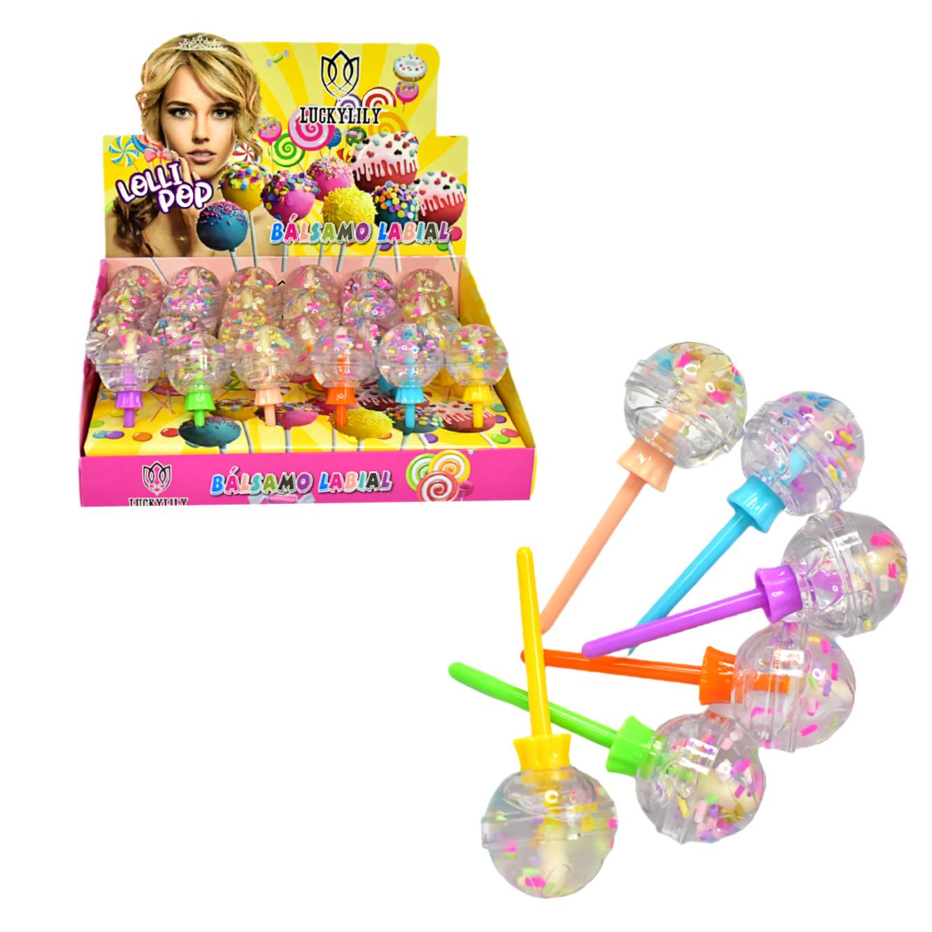 Brillo para labios presentación de bombón y confeti Lucky Lily