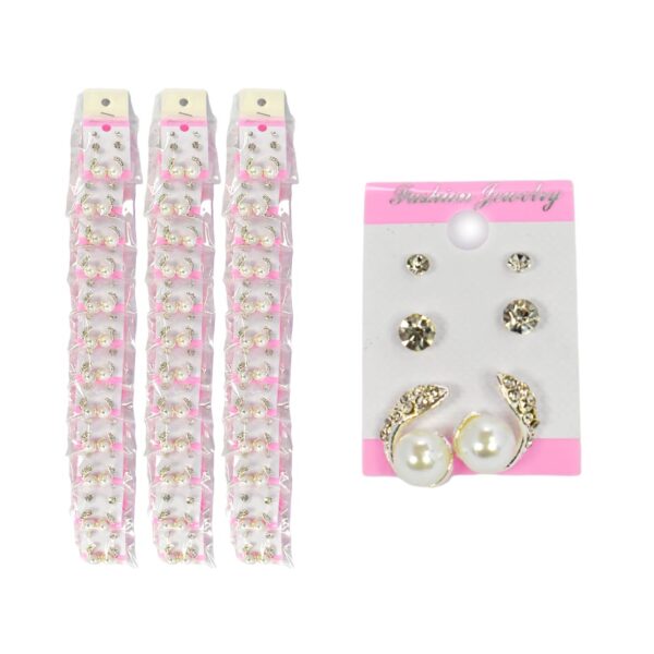 Arete con diseño de diamantes y perla blanca Fashion Jewelry