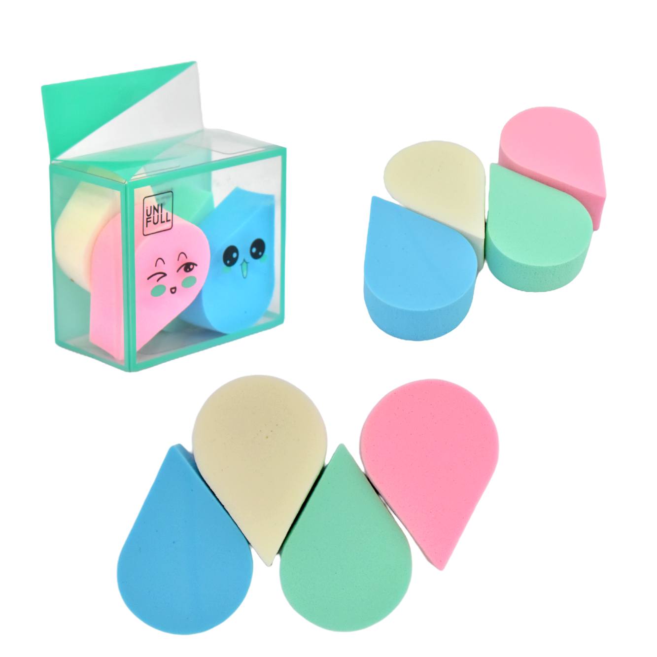 Set de 4 esponjas para maquillaje en forma de gota Uni full