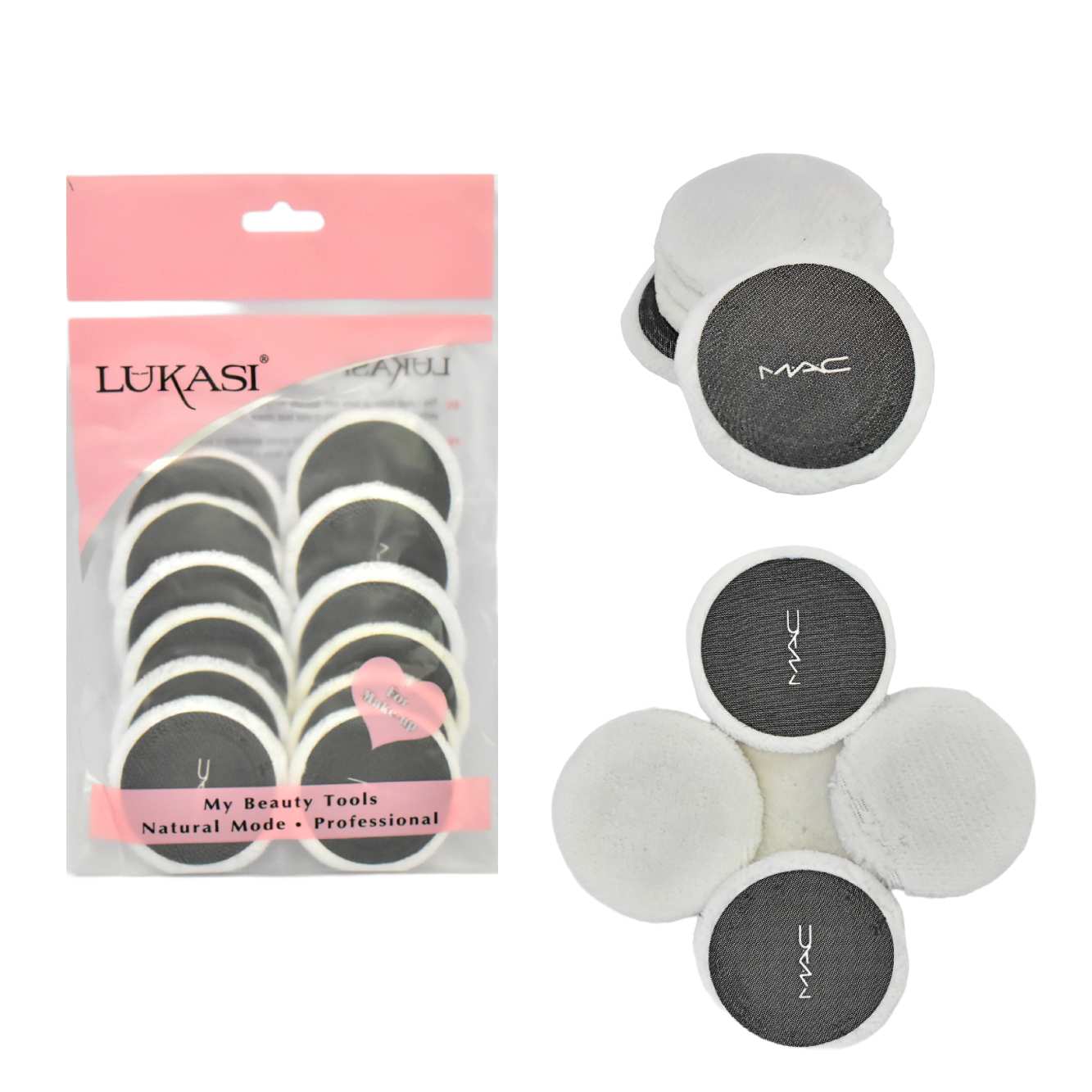 Set de borlas aplicadoras de polvos color negro LUKASI