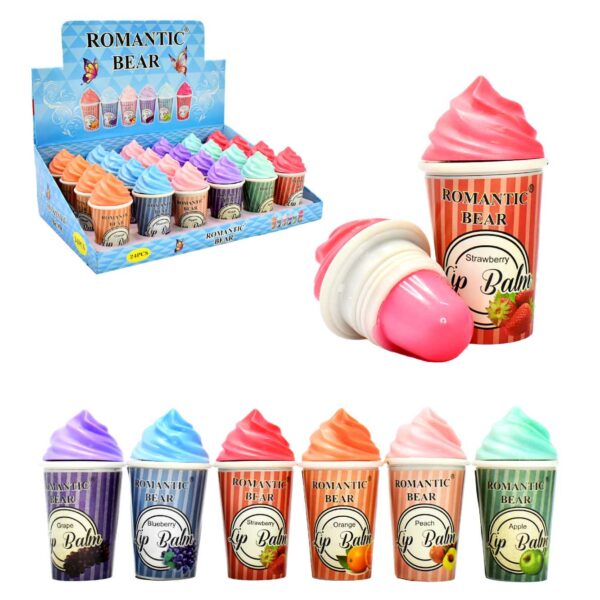 Bálsamo para labios presentación vaso con helado Romantic Bear