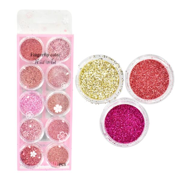 Decoracion Para Uñas Gliter Fingertip Color 10U