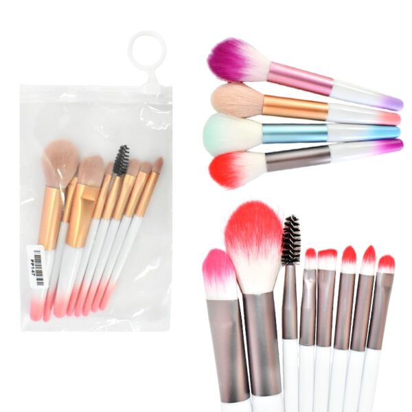 Kit De 7 Brochas Para Rostro En Presentacion De Colores Difuminados