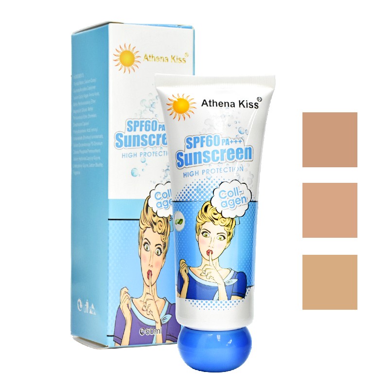 Base Con Protector Solar Athena Kiss 60+ Surtidas Con Extracto De Aloe Fresa Y Colageno - Imagen 2