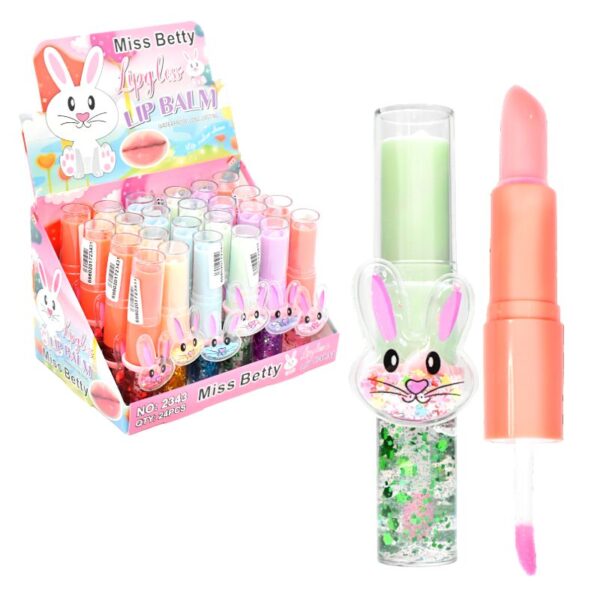 Brillo Labial 2 En 1 Miss Betty Con Anillo De Conejo