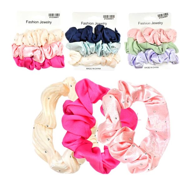Cola Scrunchie Set 3 Pcs Con Perlitas