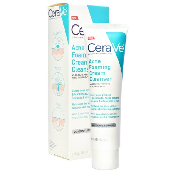 Crema limpiadora para acné con PEROXIDO DE BENZOILO al 4% CERAVE 150ml LOTE1