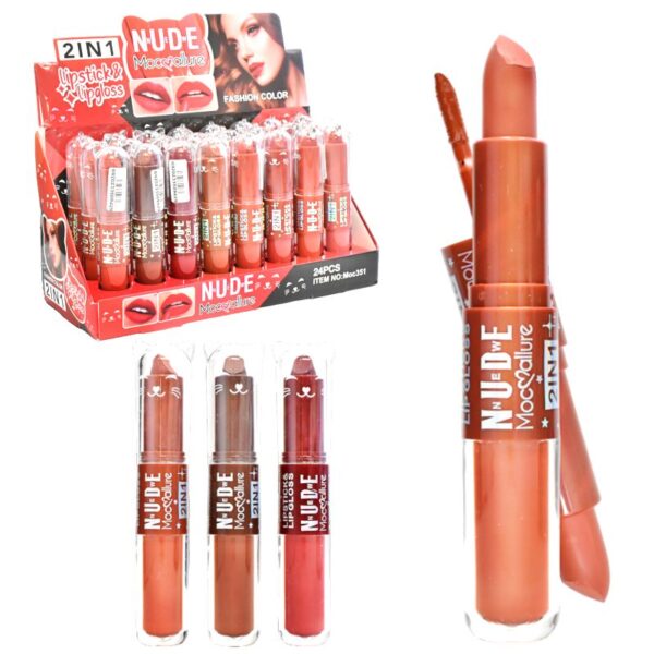 Labial 2 En 1 New Nude Mocallure Tapa De Gato LOTE1