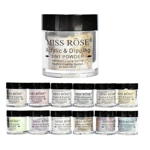 Acrílico Colores Surtidos Con Glitter Miss Rose 10 Ml LOTE2