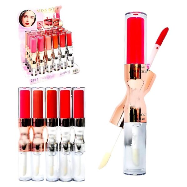 Brillo Labial 2 en 1 con Crema de Labios MISS ROSE