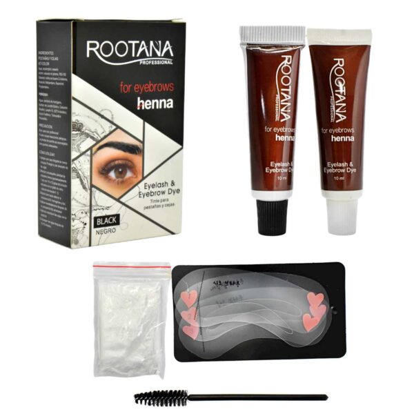 Tinta en crema de henna para cejas y pestañas Rootana color café y negro - Imagen 2